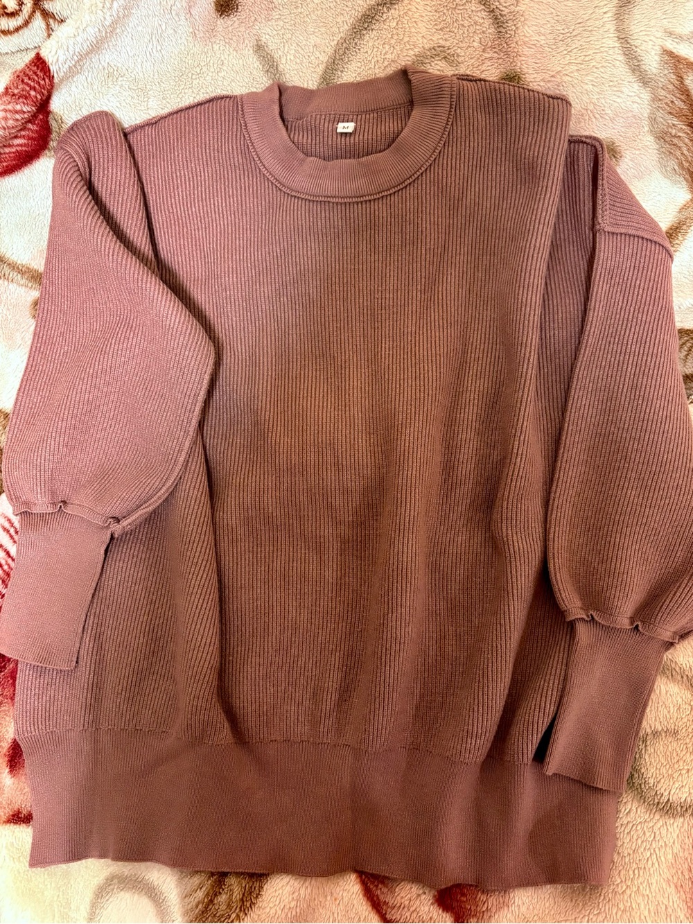 Women's Ribbed Crewneck Sweater - Dusty Mauve
